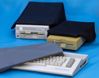 Paquete de fundas antipolvo: 1* C64 II, 1* Floppy 1541 I, 1* Floppy 1541 II – Funda retro hecha a mano con opción de color – Protección para ordenador vintage,