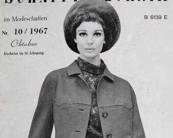 Vintage Zeitschrift Schnitt -Technik   im Modeschaffen  10/1967 Modezeitschrift Modeheft Nähzeitschrift
