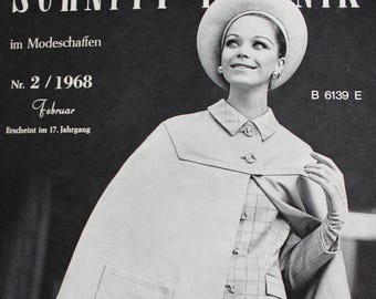 Vintage Zeitschrift Schnitt -Technik   im Modeschaffen  2/1968 Modezeitschrift Modeheft Nähzeitschrift