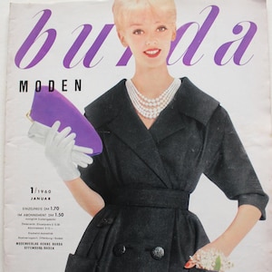 Vintage magazine Burda Moden 1/ 1960 instructions pattern sheets fashion magazine patterns fashion magazine retro sewing patterns