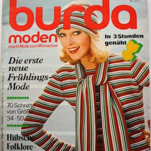 Burda Moden 1/1974 Instructions, Pattern Sheets, Fashion Magazine, Fashion Issue, Sewing Magazine, Vintage