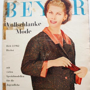 Vintage Magazine Beyer Vollschlanke Mode Autumn 1962 Workbook Pattern Sheet Fashion Magazine Fashion Booklet Sewing Magazine Vintage