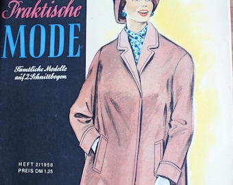 Alte Zeitschrift Praktische Mode Heft 2/ 1958 Modezeitschrift Schnittbogen Patterns Fashion Magazine Retro Sewing Patterns Vintage