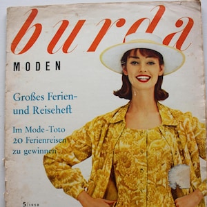 Vintage magazine Burda Moden 5/ 1958 Instructions Cutting sheets Fashion magazine Patterns Fashion Magazine Retro Sewing Patterns Vintage