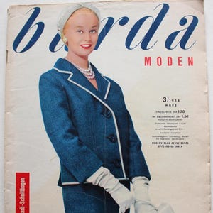 Old magazine Burda Moden 3/ 1958 work instructions pattern sheets fashion magazine fashion booklet sewing magazine fashion magazine vintage