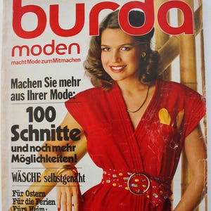 Instrucciones, patrones y hojas de patrones de la revista de moda Burda Moden 4/1979, patrones de costura retro vintage.