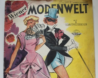 Wiener Modenwelt     Heft Nr.6 - 1950   Schnittmusterbogen   Modezeitschrift Modeheft Nähzeitschrift Modemagazin