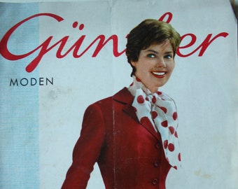 Günther Moden 2/ 1958 with patterns, fashion magazine fashion magazine sewing magazine fashion magazine fashion journal