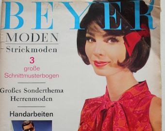 Beyer Mode 7/1963 Instruções, folhas de corte, revista de moda, revista de moda, revista de costura, revista de moda