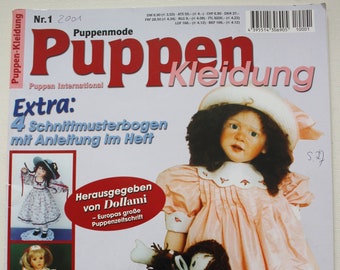 Puppen -Kleidung  4 Schnittmusterbogen mit Anleitung  ,  Nähzeitschrift  Zeitschrift Puppen Vintage