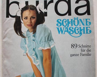 Burda Schöne Wäsche 1969 Instructions, Pattern Sheet, Fashion Magazine Patterns Fashion Magazine Retro Sewing Patterns Vintage