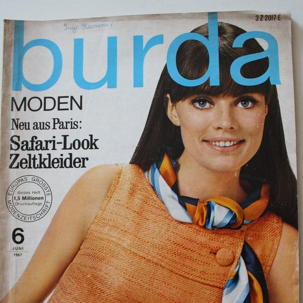 Burda Moden 6/ 1967   Anleitungen ,Schnittbogen, Modezeitschrift  Modeheft Nähzeitschrift  Modemagazin