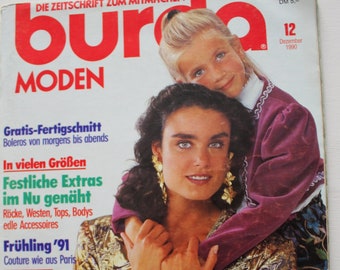 Burda Moden 12/ 1990 instructions, cutting sheets, fashion magazine, fashion booklet, sewing magazine, fashion magazine