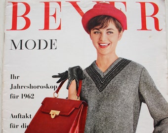 Beyer Mode 1/ 1962 with instructions , patterns , fashion magazine fashion magazine sewing magazine