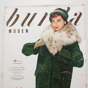 Burda Moden 12/ 1959 instructions, cutting sheet, fashion magazine, fashion magazine, sewing magazine, fashion magazine image 1