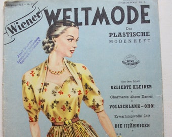 Viennese world fashion issue No. 21- 1952 pattern sheet fashion magazine fashion magazine sewing magazine fashion magazine