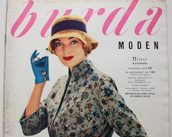 Burda Moden 11/ 1957 with instructions, cutting sheets, fashion magazine, fashion booklet, sewing magazine, fashion magazine