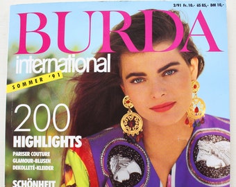 Burda international Sommer  1991  Anleitung  Schnittmusterbogen , Modezeitschrift Modeheft Nähzeitschrift Modemagazin