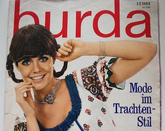 Burda  Mode im Trachten-Stil  1968   Anleitungen ,Schnittbogen , Modezeitschrift  Modeheft Nähzeitschrift  Modemagazin