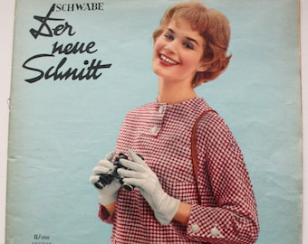 Der neue Schnitt  8/1958  Schnittmusterbogen und Schlüssel   Modezeitschrift Modeheft Nähzeitschrift Modemagazin