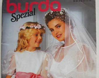 Burda bridal fashion 1986 instrucciones, hojas de corte, revista de moda, folleto de moda, revista de costura, revista de moda