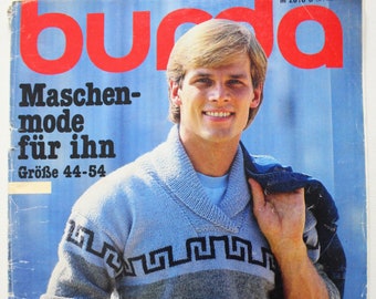 Burda stitch fashion for him knitting booklet 1983 instructions fashion magazine fashion magazine