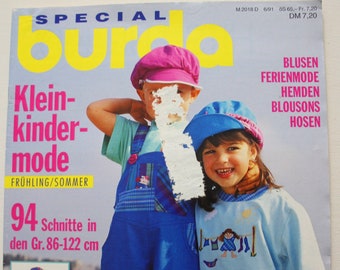 Burda Special Toddlers Fashion Primavera/Verano 1991 Instrucciones, hojas de corte, revista de moda folleto de moda revista de costura revista de moda