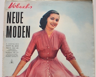 Vobach's NEW FASHIONS 4/ 1953 pattern sheet, fashion magazine, fashion magazine, sewing magazine, fashion magazine