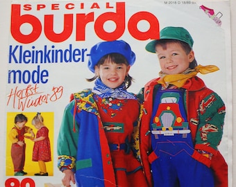Burda Especial Niños Pequeños Moda Otoño/Invierno 1989 Instrucciones, Hoja de Corte, Revista de Moda Folleto de Moda Revista de Costura Revista de Moda
