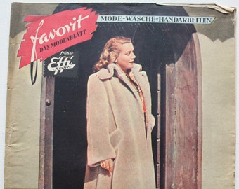 Favorit Das Modenblatt  11/ 1949   Schnittmusterbogen , Modezeitschrift Patterns   Fashion Magazine Retro Sewing Patterns Vintage