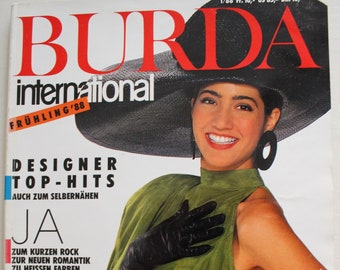 Burda internacional primavera 1988 instrucciones para coser hojas de patrones, revista de moda, folleto de moda, revista de costura, revista de moda