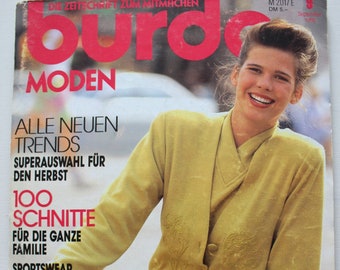 Burda Moden 9/ 1990 instructions, cutting sheets, fashion magazine, fashion booklet, sewing magazine, fashion magazine