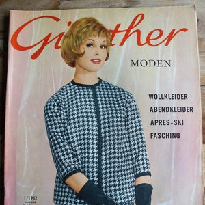Günther Moden 1/ 1962 pattern sheet, fashion magazine, fashion magazine, sewing magazine, fashion magazine, fashion journal