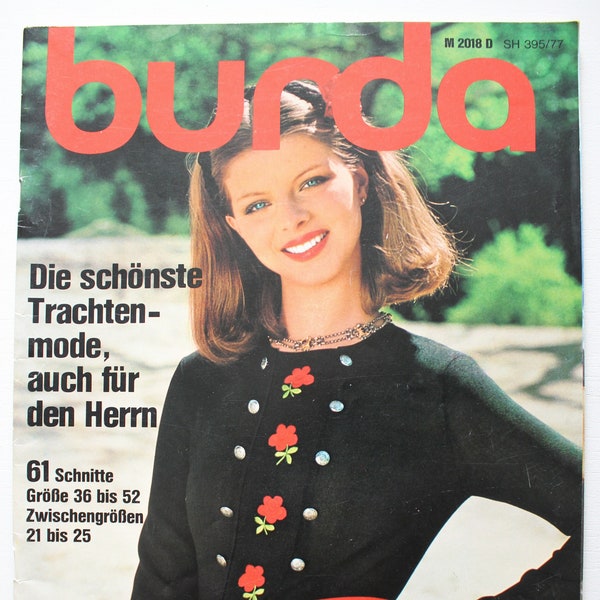 Burda  Trachtenmode  1977  mit  Anleitungen ,Schnittbogen , Modezeitschrift  Modeheft Nähzeitschrift  Modemagazin
