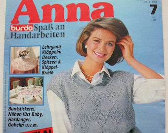 Anna Burda Spaß an Handarbeiten  7/1985  Musterbogen  Nähzeitschrift Vintage