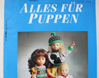Alles für Puppen   Schnittmusterbogen ,  Nähzeitschrift Vintage