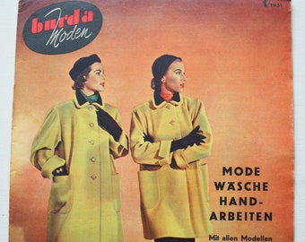 Burda Moden 1/ 1951 foglio con cartamodelli, rivista di moda Patterns Fashion Magazine Retro Cartamodelli Vintage