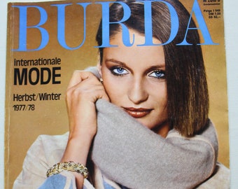 Burda international automne/hiver 1977/78 feuille de patron de couture, magazine de mode, livret de mode, magazine de couture, magazine de mode