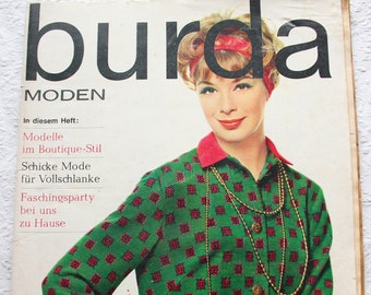 Burda Moden 1/ 1962    Anleitungen  ,Schnittbogen , Modezeitschrift  Retro Sewing Patterns Vintage Fashion Magazine