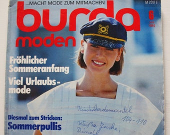 Burda Moden 6/ 1984 Instructions, cutting sheets, fashion magazine, fashion magazine, sewing magazine, fashion magazine