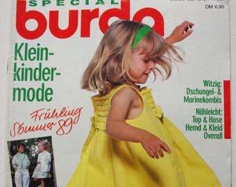 Burda Special Toddlers Fashion Primavera/Verano 1989 Instrucciones, hojas de corte, revista de moda folleto de moda revista de costura revista de moda