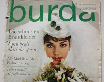 Burda moda sposa 1963 istruzioni, fogli da taglio, rivista di moda, libretto di moda, rivista di cucito, rivista di moda