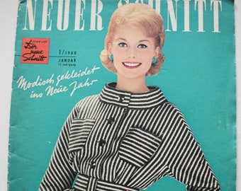 Neuer Schnitt 1/ 1960   Anleitungen ,Schnittbogen , Modezeitschrift  Modeheft Nähzeitschrift  Modemagazin
