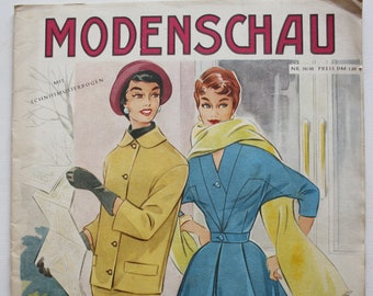 Modenschau   Frühjahr  1958  Heft Nr.39/40   Schnittmusterbogen   Modezeitschrift Modeheft Nähzeitschrift Modemagazin