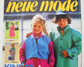 Neue Mode  Sonderheft  Kindermode  1988  Arbeitsbeilage  ,Schnittbogen , Modezeitschrift  Modeheft Nähzeitschrift  Modemagazin