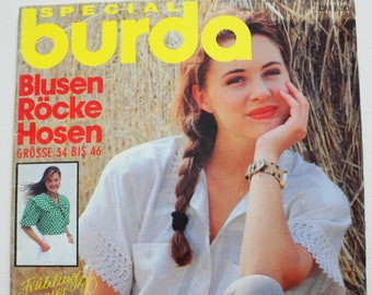Burda Blusen  Röcke Hosen 1990 Anleitungen  Schnittbogen , Modezeitschrift  Modeheft Nähzeitschrift  Modemagazin
