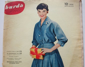 Burda Moden 12/ 1954 Instructions cut sheet, fashion magazine Patterns Fashion Magazine Retro Sewing Patterns Vintage