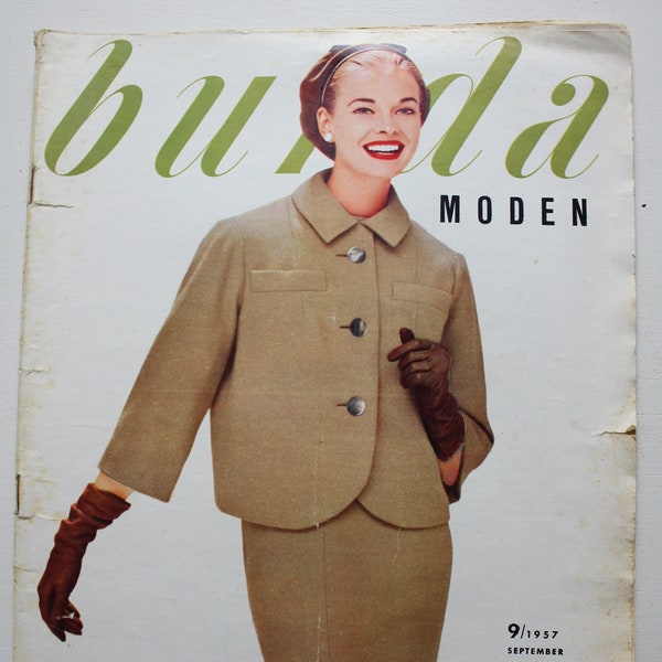 Burda Moden 9/ 1957 Instructions, feuilles de découpe, magazine de mode Patterns Fashion Magazine Retro Sewing Patterns vintage