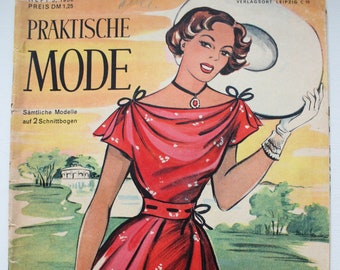 Edición práctica de moda 5/1950, hoja cortada de revista de moda, revista de moda revista de costura revista de moda revista de moda