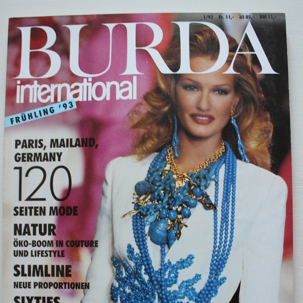 Burda international Frühling  1993  Anleitung  Schnittmusterbögen , Modezeitschrift Modeheft Nähzeitschrift Modemagazin